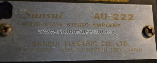 Stereophonic Amplifier AU-222; Sansui Electric Co., (ID = 1920990) Ampl/Mixer