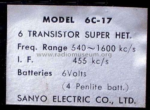 Six Transistor Deluxe 6C-17; Sanyo Electric Co. (ID = 281725) Radio