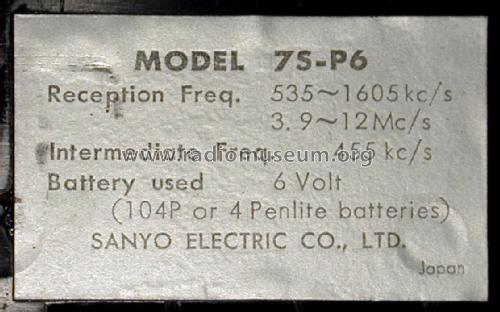 7S-P6; Sanyo Electric Co. (ID = 2122110) Radio