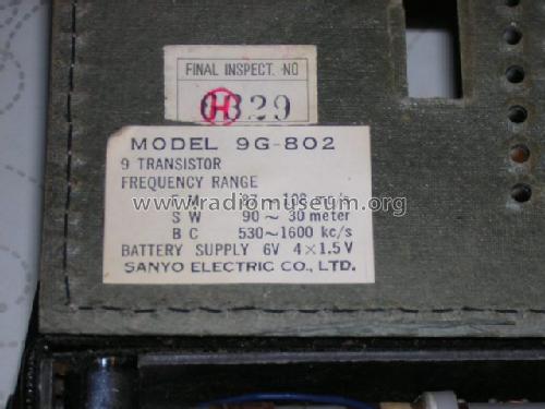 9 Transistor 9G-802; Sanyo Electric Co. (ID = 1627553) Radio