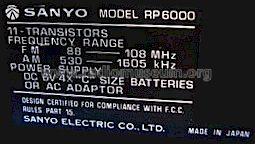 DJ-1500 RP6000; Sanyo Electric Co. (ID = 546529) Radio