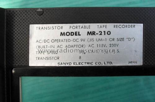 Portable Tape Recorder MR-210; Sanyo Electric Co. (ID = 1439470) Reg-Riprod