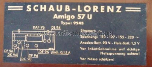 Amigo 57U Type 9243; Schaub und Schaub- (ID = 1412127) Radio