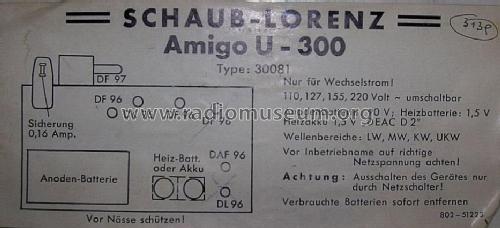 Amigo U300 Type 30080 / 30081; Schaub und Schaub- (ID = 581172) Radio