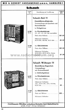 Bali 35W; Schaub und Schaub- (ID = 1581770) Radio