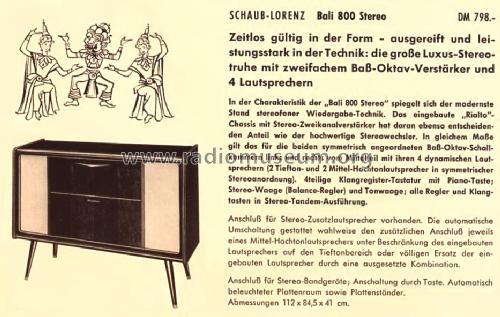 Bali 800 Stereo 17350; Schaub und Schaub- (ID = 493642) Radio