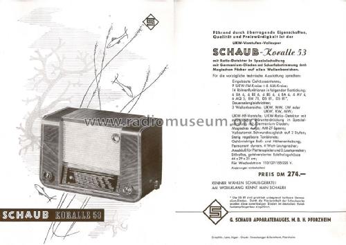 Koralle 53 ; Schaub und Schaub- (ID = 1063289) Radio