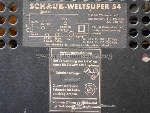 Weltsuper 54 WS54; Schaub und Schaub- (ID = 2302926) Radio