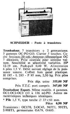 Troubadour AM ; Schneider Frères, (ID = 1977414) Radio
