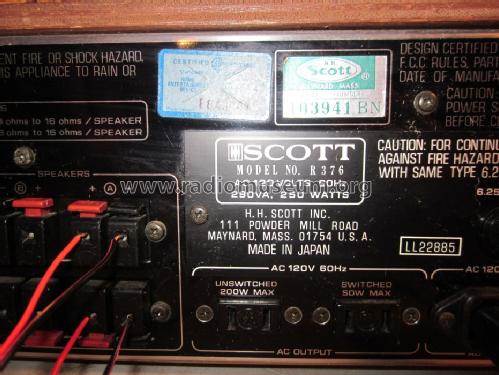 AM-FM Stereo Receiver R376; Scott; H.H.; Maynard (ID = 1592999) Radio