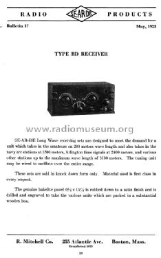 Receiver BD; Se-Ar-De brand; (ID = 828435) Radio