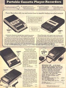 2165 Portable Cassette Recorder Order= 57H 2165; Sears, Roebuck & Co. (ID = 1746389) R-Player