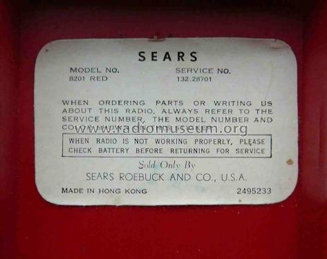 8201 Red Ch= 132.28701 Order= 57P 8201; Sears, Roebuck & Co. (ID = 1155364) Radio