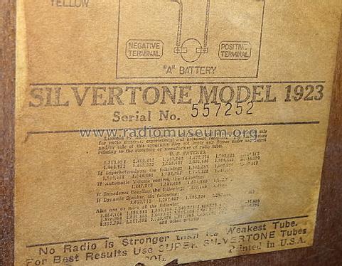 Silvertone 1923 Order= 57KM 1923 Ch= 334 ; Sears, Roebuck & Co. (ID = 1081100) Radio