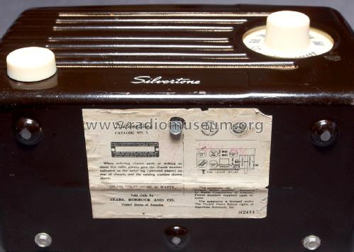 Silvertone 1 Ch= 132.878 Order=57D 01; Sears, Roebuck & Co. (ID = 2079397) Radio