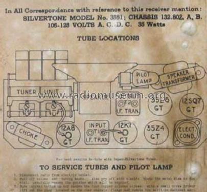 Silvertone 3551 Commentator Ch= 132.802 ; Sears, Roebuck & Co. (ID = 261107) Radio