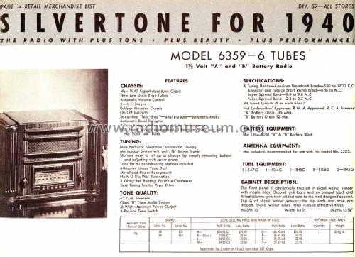 Silvertone Order= 57D 6359 Ch= 101.579; Sears, Roebuck & Co. (ID = 1292430) Radio