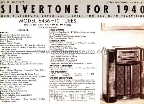 Silvertone 6436 Ch= 101.574; Sears, Roebuck & Co. (ID = 1292120) Radio