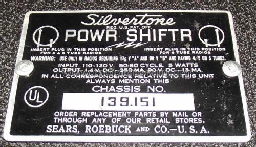 Silvertone 6686 - Powr Shiftr Ch= 139.151; Sears, Roebuck & Co. (ID = 1726668) Fuente-Al