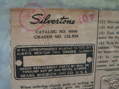 Silvertone 9006 Ch= 132.858 Order=57E 09006; Sears, Roebuck & Co. (ID = 275695) Radio