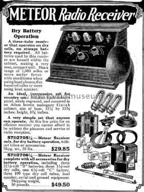 Silvertone V3 Meteor Order= 57A 2706 or 2705 or 2736 or 2737; Sears, Roebuck & Co. (ID = 1034271) Radio