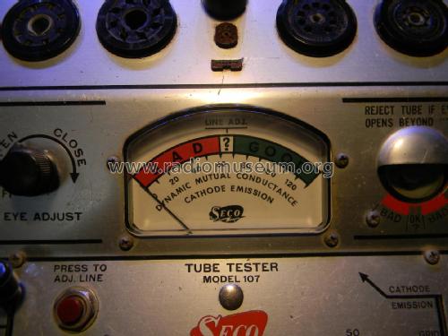Tube Tester 107; Seco Manufacturing (ID = 2223706) Equipment