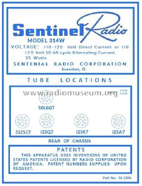 IU-314W ; Sentinel Radio Corp. (ID = 2911442) Radio