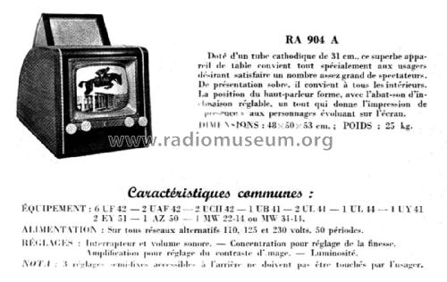 RA904A; Radiola marque (ID = 2002137) Television
