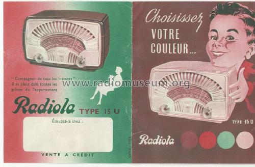 RA15U; Radiola marque (ID = 1476007) Radio