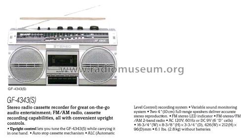 Stereo Radio Cassette Recorder GF-4343/ GF-4343A; Sharp; Osaka (ID = 2097271) Radio