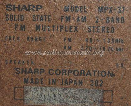 Solid State FM-AM 2-Band FM Multiplex Stereo MPX-37 ; Sharp; Osaka (ID = 1080635) Radio