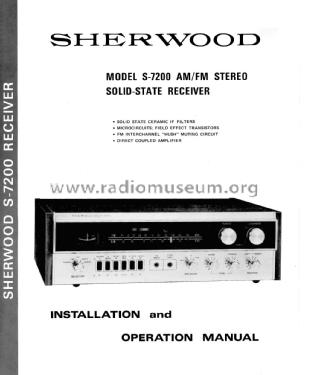 AM/FM Stereo Receiver S-7200; Sherwood, Chicago (ID = 2010750) Radio