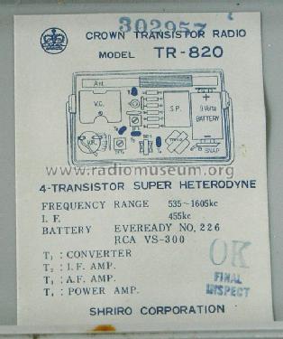 Crown Super All Transistor TR-820; Crown Radio Corp.; (ID = 1472617) Radio