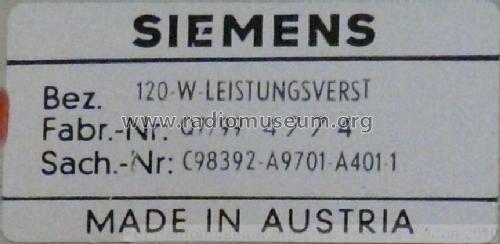 Leistungsverstärker 120 W A401 ; Siemens-Austria WSW; (ID = 838067) Ampl/Mixer