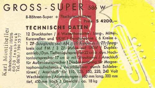 Gross-Super 586W; Siemens-Austria WSW; (ID = 708836) Radio