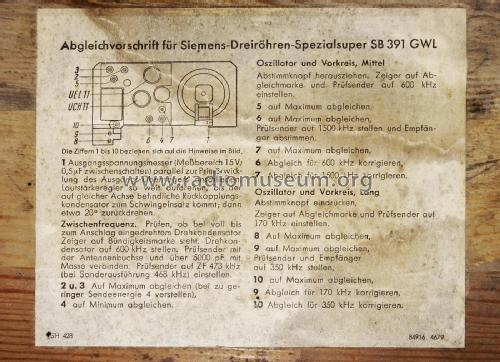 Spezialsuper 50 SB391GW); Siemens & Halske, - (ID = 2730086) Radio
