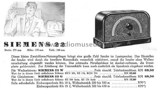 22W ; Siemens & Halske, - (ID = 1257114) Radio