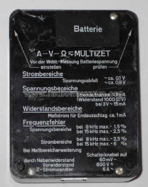 A-V-Ω-Multizet ; Siemens & Halske, - (ID = 995196) Ausrüstung