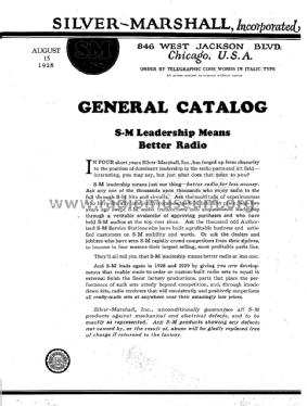 August 1928 Silver-Marshall General Catalog ; Silver - Marshall; (ID = 1111205) Paper