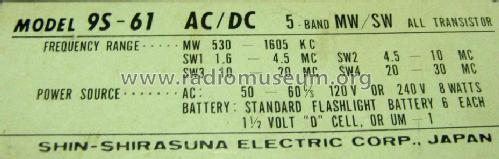 5 Band All Transistor 9S-61; Silver Brand - Shin- (ID = 1388353) Radio