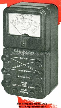 Volt-Amp-Wattmeter 390; Simpson Electric Co. (ID = 1193510) Equipment