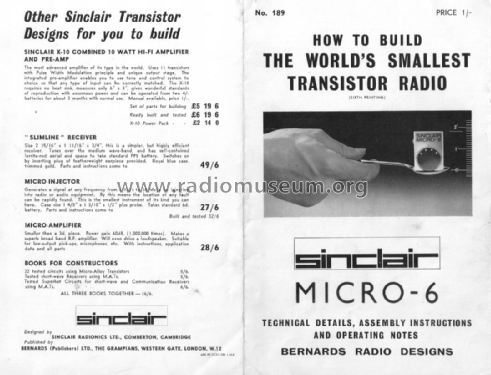 Micro 6 ; Sinclair Radionics (ID = 2629062) Radio