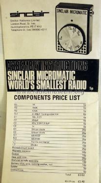 Micromatic MK1; Sinclair Radionics (ID = 2421907) Radio