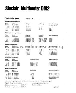 Digital Multimeter DM 2; Sinclair Radionics (ID = 2006872) Equipment