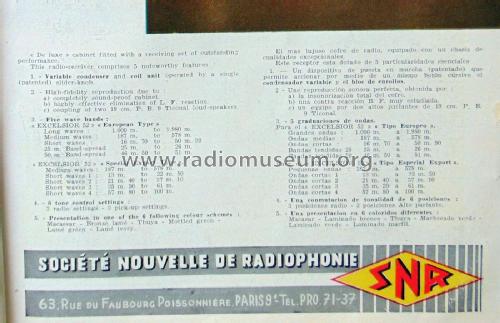 Excelsior 52 - Page d'aperçu, Overview, Übersicht; SNR S.N.R., Société (ID = 2309936) Radio