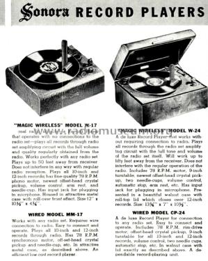 W-17 Magic Wireless ; Sonora Radio & Telev (ID = 1667793) R-Player