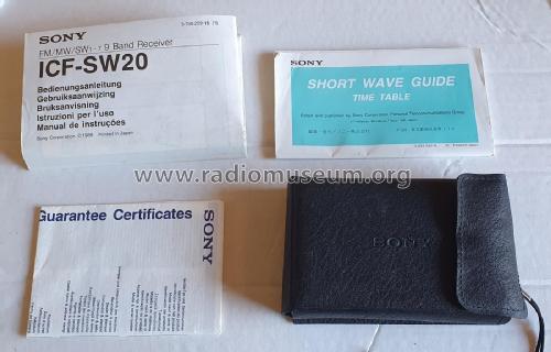 9 Bands FM / MW / SW Receiver ICF-SW20; Sony Corporation; (ID = 2961175) Radio