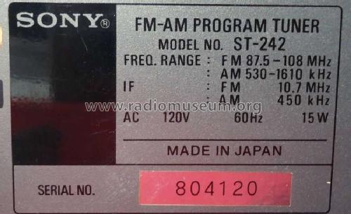 FM-AM Program Tuner ST-242; Sony Corporation; (ID = 2531430) Radio