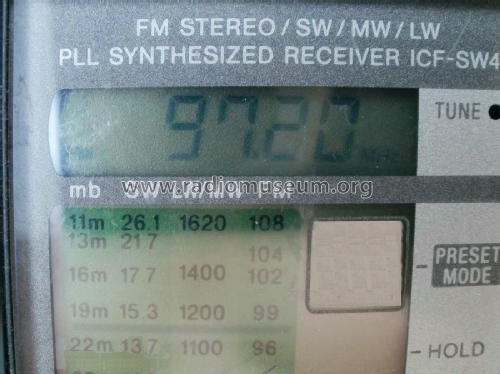 FM Stereo / SW / MW / LW PLL Synthesized Receiver ICF-SW40; Sony Corporation; (ID = 2133668) Radio