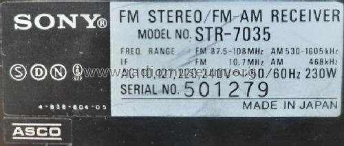 Stereo Receiver STR-7035; Sony Corporation; (ID = 2742731) Radio